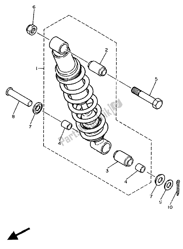 All parts for the Rear Arm & Suspension of the Yamaha XT 600K 1991 All parts for the Rear Arm & Suspension of the Yamaha XT 600K 1991