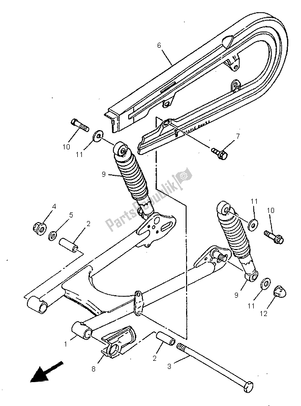 All parts for the Rear Arm & Suspension of the Yamaha SR 125 1997