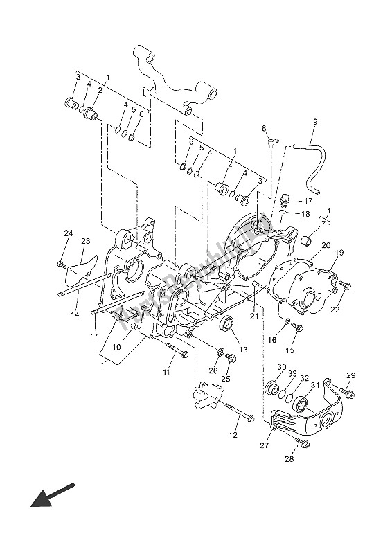 All parts for the Crankcase of the Yamaha YP 250R 2016