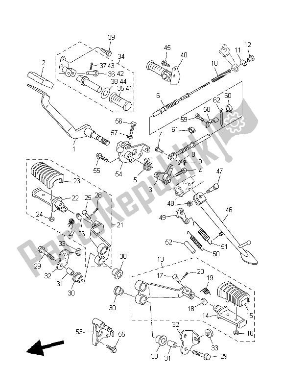 Todas as partes de Suporte E Apoio Para Os Pés do Yamaha XVS 250 2004