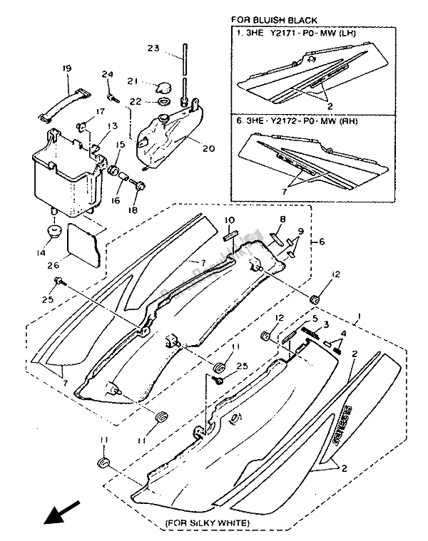 Tutte le parti per il Coperchio Laterale del Yamaha FZR 600 Genesis 1993