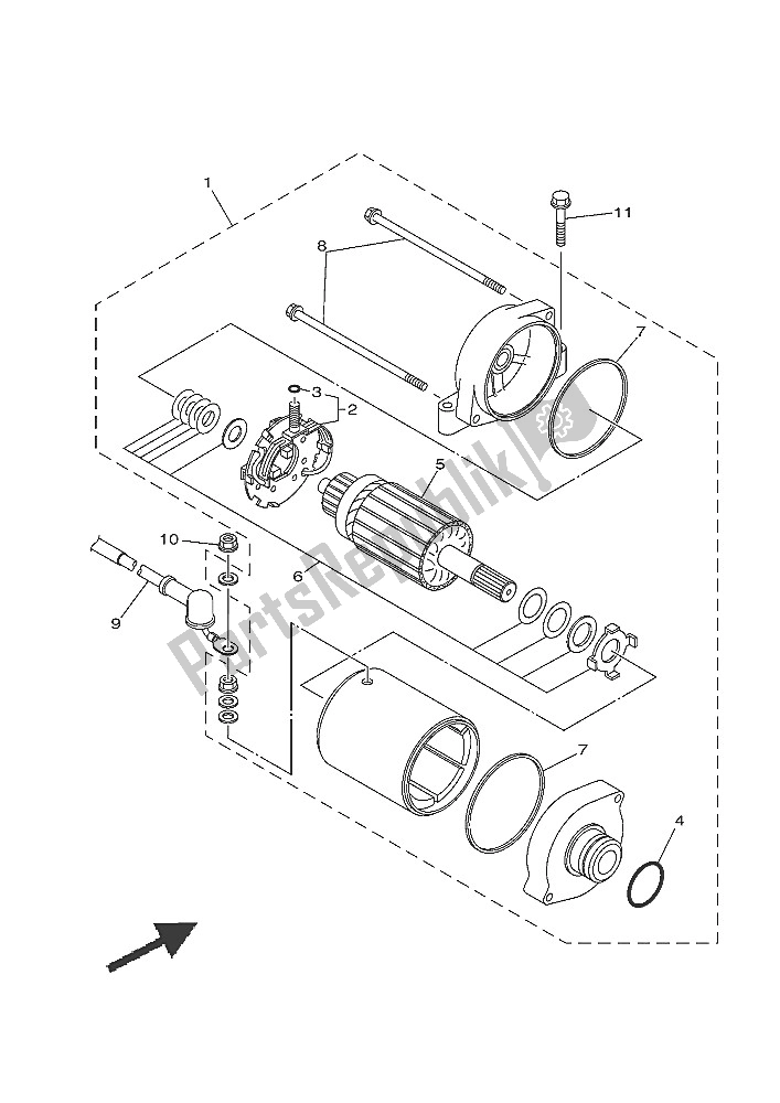 All parts for the Starting Motor of the Yamaha YXE 700E 2016