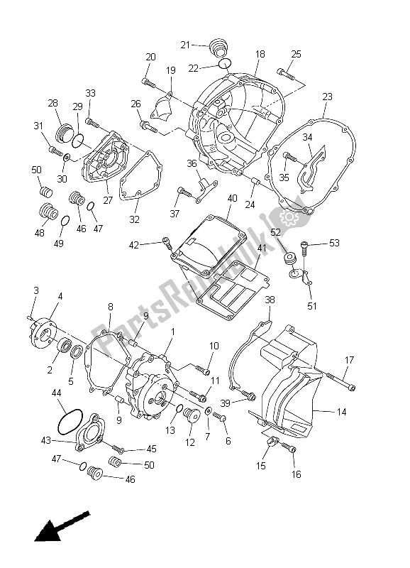 Alle onderdelen voor de Carterdeksel 1 van de Yamaha YZF R1 1000 2005