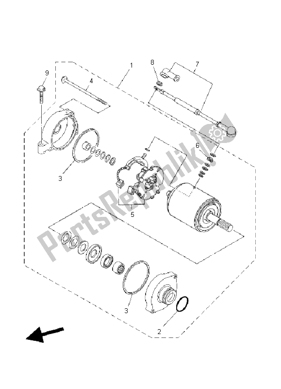 All parts for the Starting Motor of the Yamaha YFM 400A Kodiak 2X4 2004