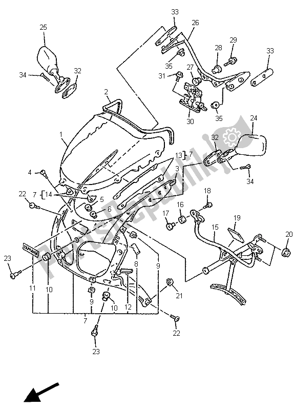 Toutes les pièces pour le Capot 1 du Yamaha YZF 750 SP 1996