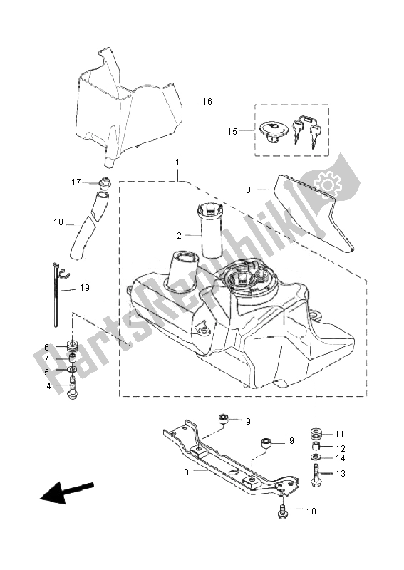 Alle onderdelen voor de Benzinetank van de Yamaha VP 125 X City 2010