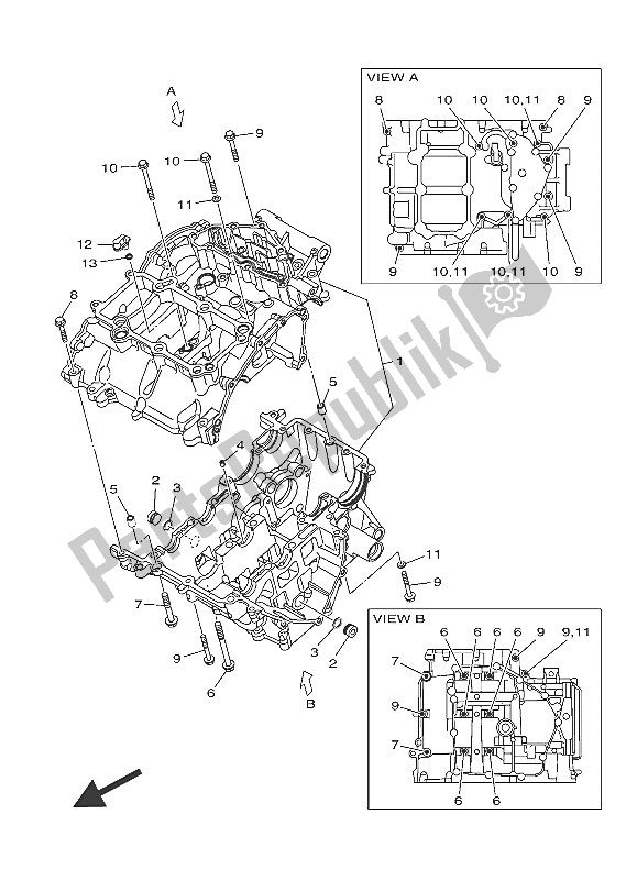 All parts for the Crankcase of the Yamaha YZF R3A 300 2016