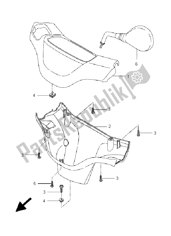 All parts for the Cowling 1 of the Yamaha CW 50L BWS 2007