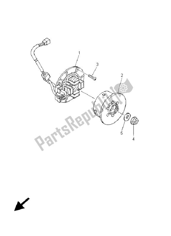 All parts for the Generator of the Yamaha YZ 426F 2001