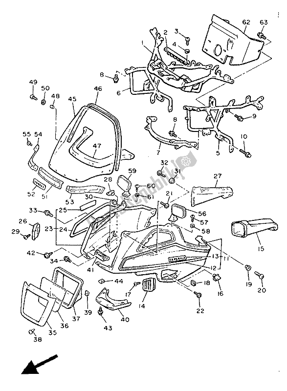 Tutte le parti per il Cowling 1 del Yamaha XVZ 12 TD Venture Royal 1300 1988