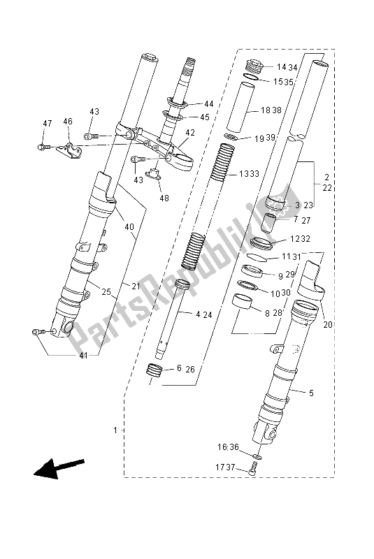 Wszystkie części do Przedni Widelec Yamaha FZ6 N 600 2004