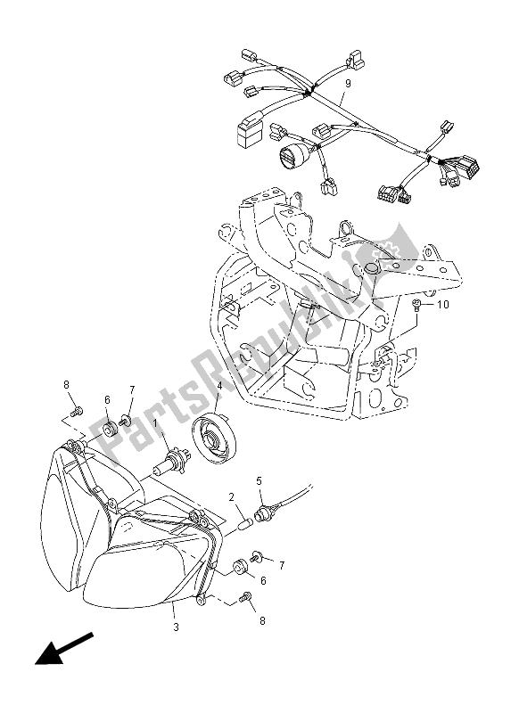 All parts for the Headlight of the Yamaha FZ1 SA 1000 2012