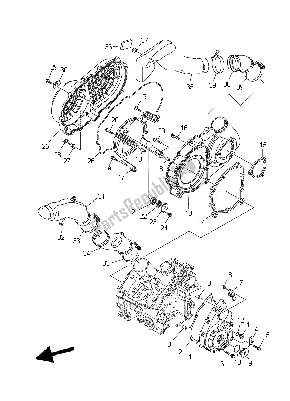 All parts for the Crankcase Cover 1 of the Yamaha YFM 700F Grizzly FI EPS 4X4 2010