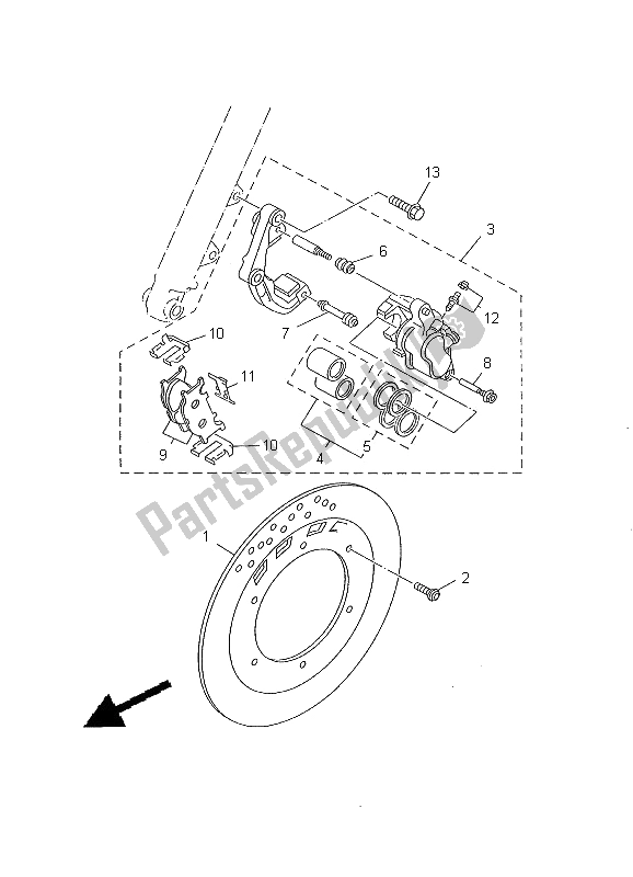 All parts for the Front Brake Caliper of the Yamaha XV 125S Virago 2000