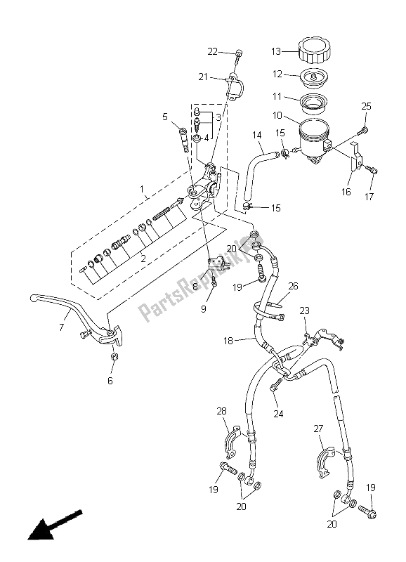 Tutte le parti per il Pompa Freno Anteriore del Yamaha YZF R1 1000 2005