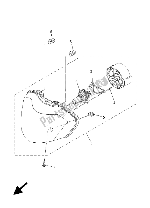 All parts for the Headlight of the Yamaha T 135 FI Crypton X 2009