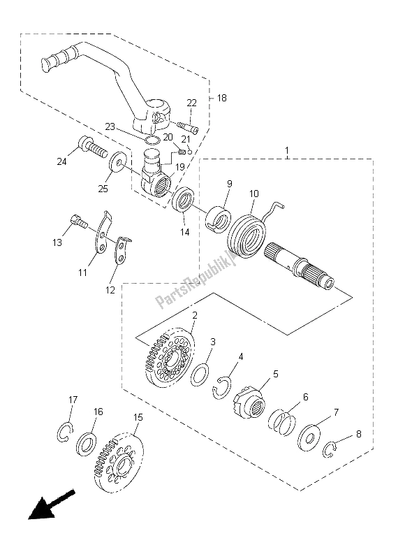 All parts for the Starter of the Yamaha YZ 250F 2014