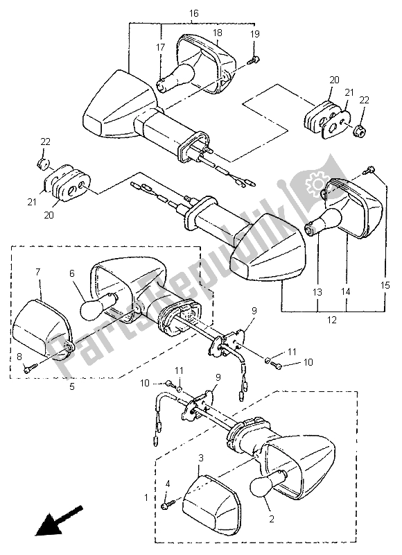 Todas as partes de Luz Intermitente do Yamaha YZF 600R Thundercat 1997