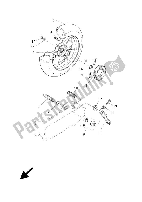 All parts for the Rear Wheel of the Yamaha CW 50 RS BWS 2009