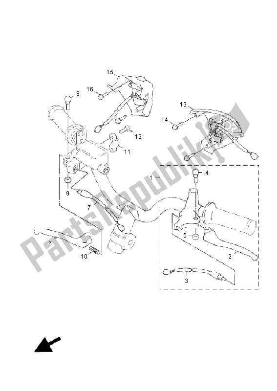 All parts for the Handle Switch & Lever of the Yamaha XC 125 Cygnus X 2008