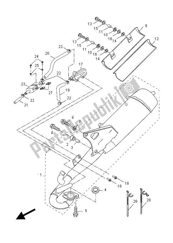 All parts for the Exhaust of the Yamaha YQ 50L Aerox 50 TH Anniversary 2012