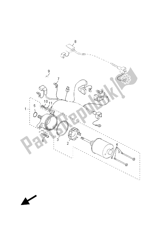 All parts for the Starting Motor of the Yamaha YP 125 RA MBL2 2015