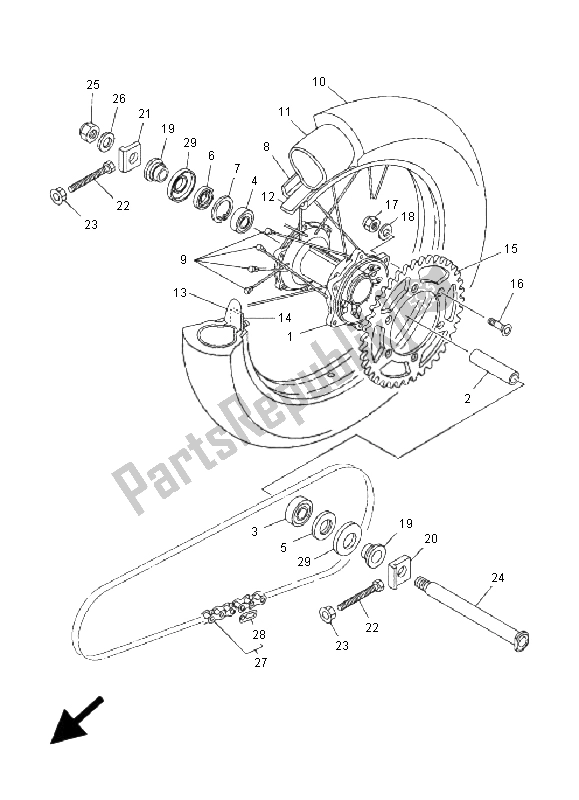 Tutte le parti per il Ruota Posteriore del Yamaha WR 250F 2001