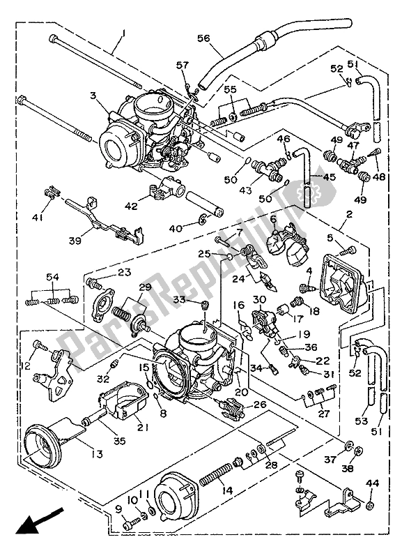 All parts for the Carburetor of the Yamaha TDM 850 1992