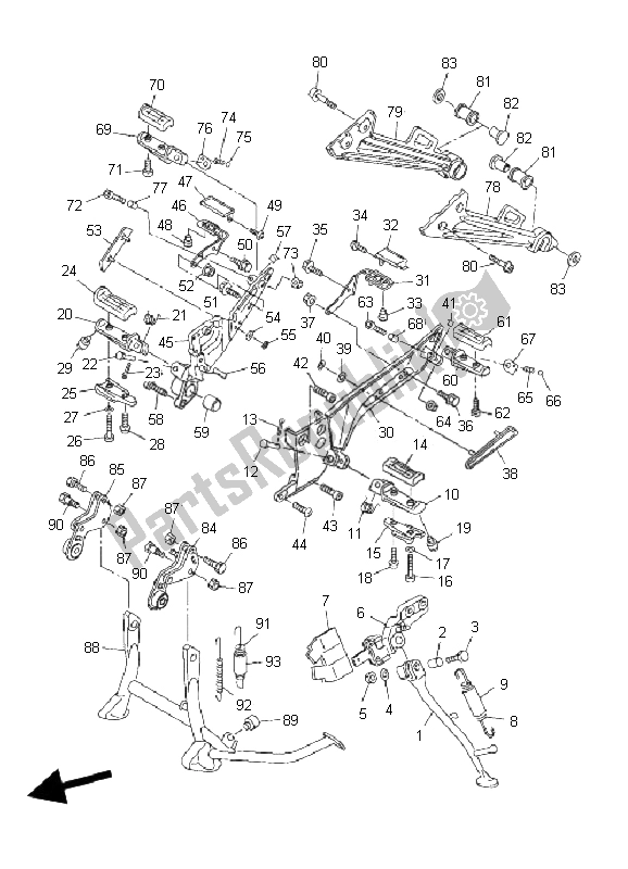 Todas las partes para Soporte Y Reposapiés de Yamaha FJR 1300 AS 2009