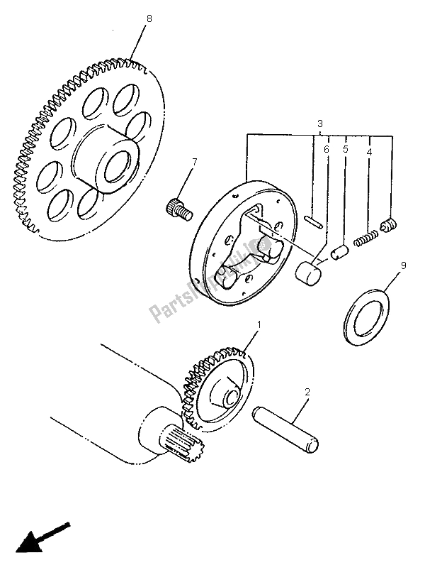 All parts for the Starter Clutch of the Yamaha XV 535 S Virago 1995