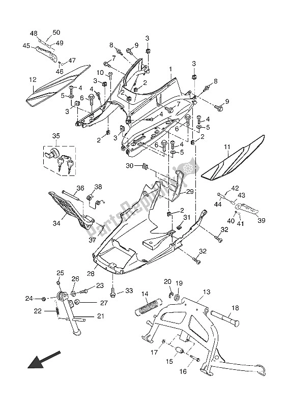 Tutte le parti per il Stand E Poggiapiedi del Yamaha YP 125 RA 2016