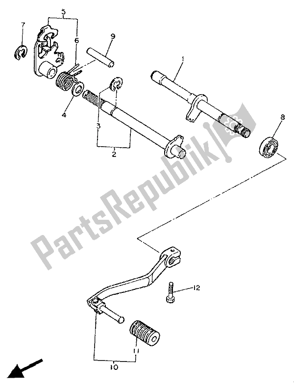 All parts for the Shift Shaft of the Yamaha XT 600 1986