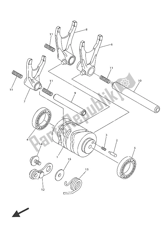 All parts for the Shift Cam & Fork of the Yamaha YZ 250 FX 2016