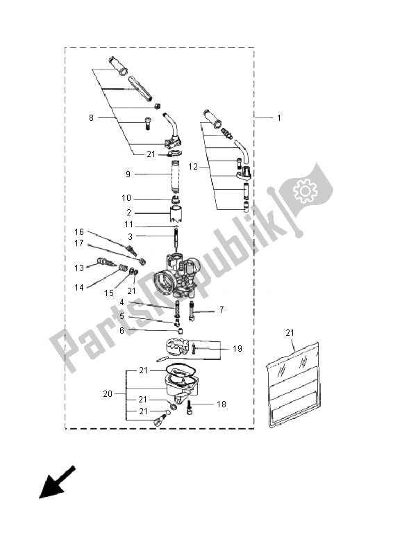 All parts for the Carburetor (switzerland) of the Yamaha YQ 50L Aerox Race Replica 2007