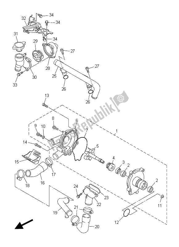 Toutes les pièces pour le Pompe à Eau du Yamaha FJR 1300 AE 2015