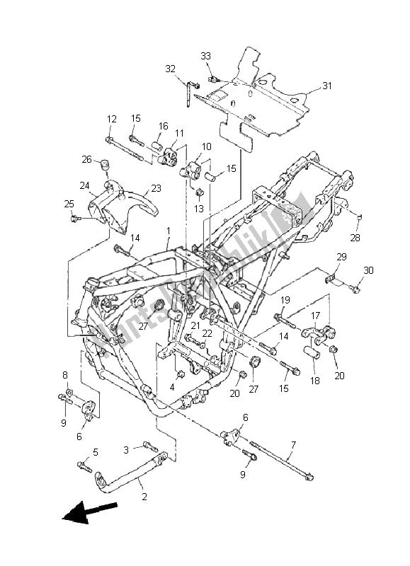 All parts for the Frame of the Yamaha XJR 1300 2011