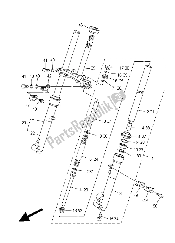 All parts for the Front Fork of the Yamaha TT R 110E 2012