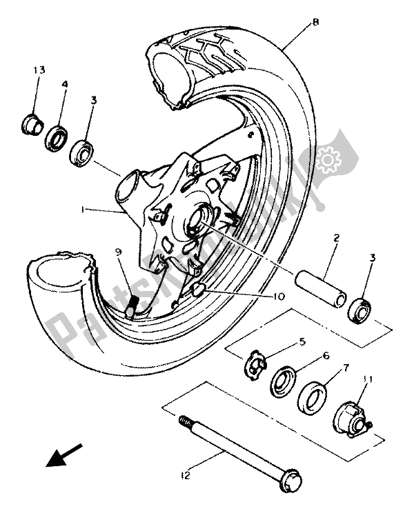 Toutes les pièces pour le Roue Avant du Yamaha XJ 600N 1994