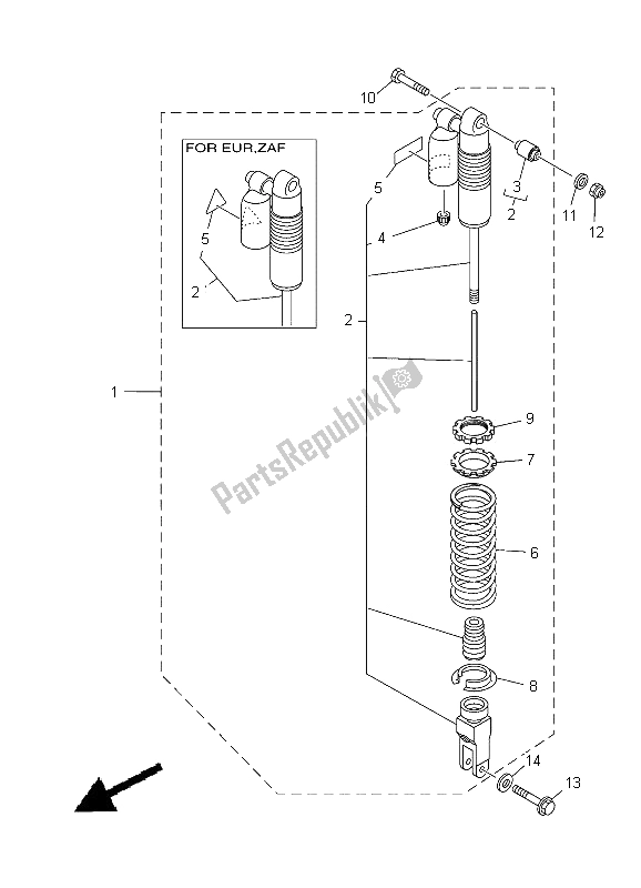 Toutes les pièces pour le Suspension Arrière du Yamaha YZ 85 SW LW 2012