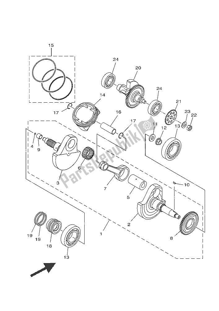 All parts for the Crankshaft & Piston of the Yamaha YXE 700E 2016