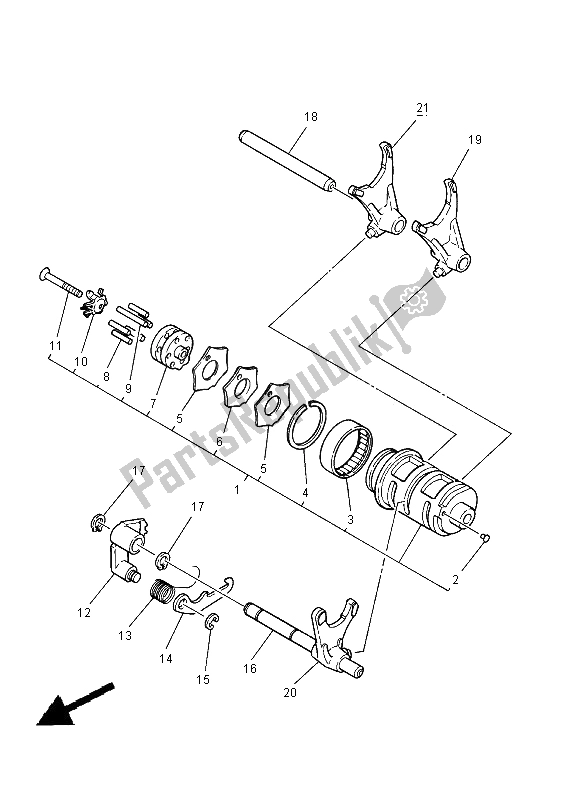 All parts for the Shift Cam & Fork of the Yamaha XVS 125 Dragstar 2000