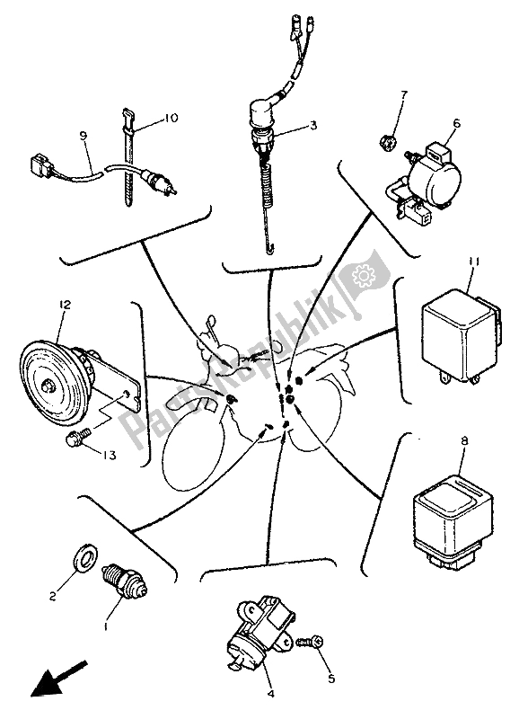 All parts for the Electrical 2 of the Yamaha XT 600E 1992