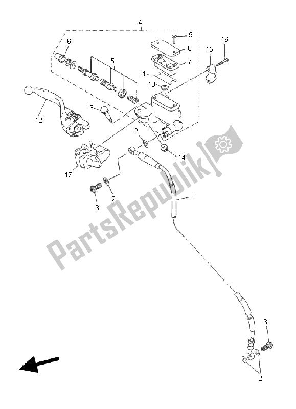 All parts for the Front Master Cylinder of the Yamaha WR 250F 2011