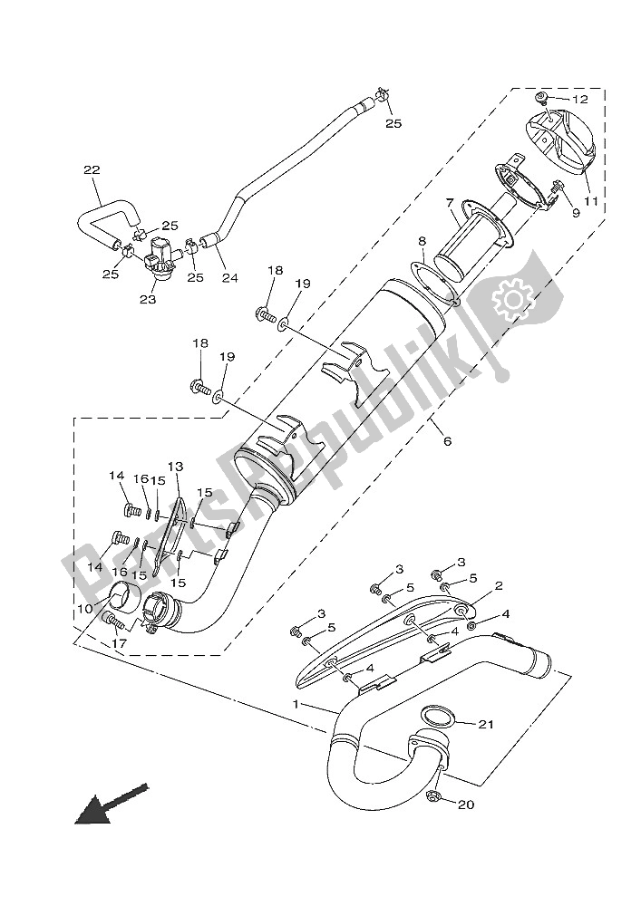 Tutte le parti per il Scarico del Yamaha YFM 700R 2016