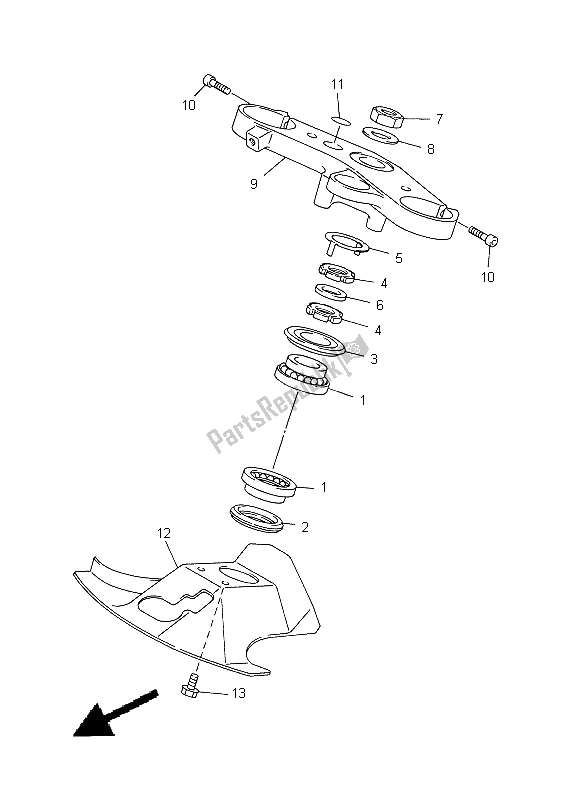 All parts for the Steering of the Yamaha YZF R1 1000 1998