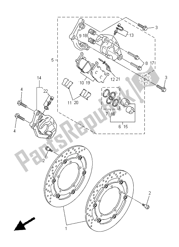 All parts for the Front Brake Caliper of the Yamaha XJ 6 NA 600 2014