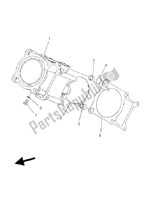 All parts for the Cylinder of the Yamaha YFM 450 FA Kodiak 4X4 2004