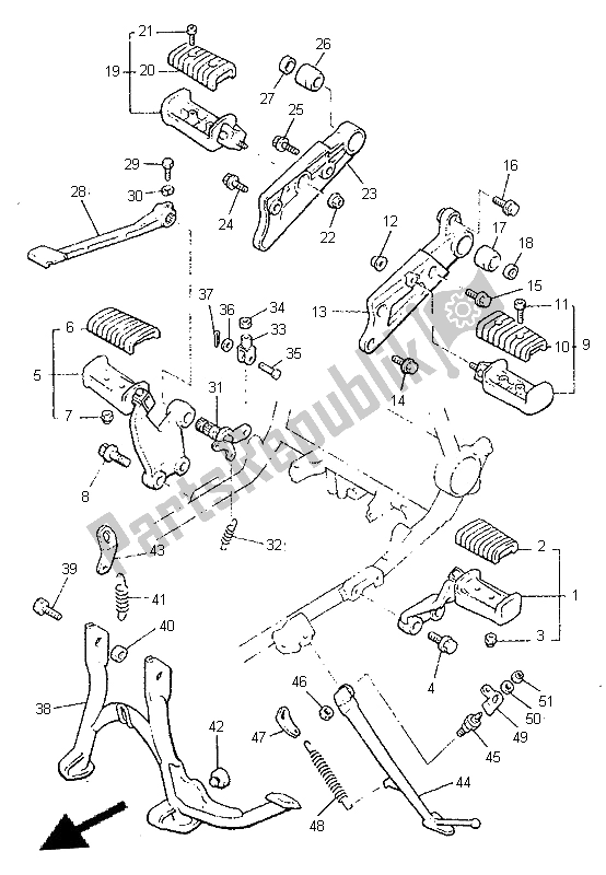 All parts for the Stand & Footrest of the Yamaha V MAX 12 1200 1996