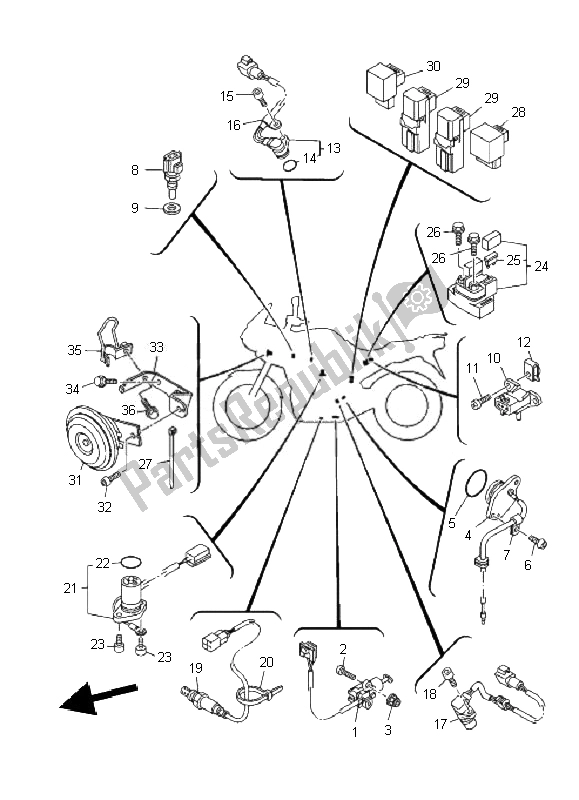 All parts for the Electrical 2 of the Yamaha TDM 900 2010