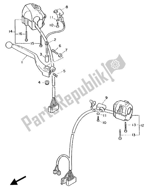 Todas las partes para Interruptor De Palanca Y Palanca de Yamaha FZ 750 Genesis 1989